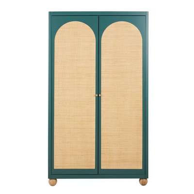Шкаф 2-дверный темно-зеленый с плетеным ротангом Dabali фото