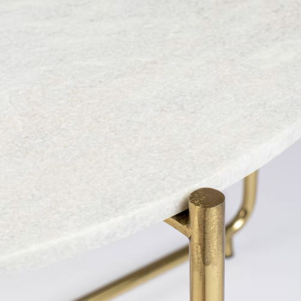 Журнальний столик із білого мармуру та металу D70 Timpa фото