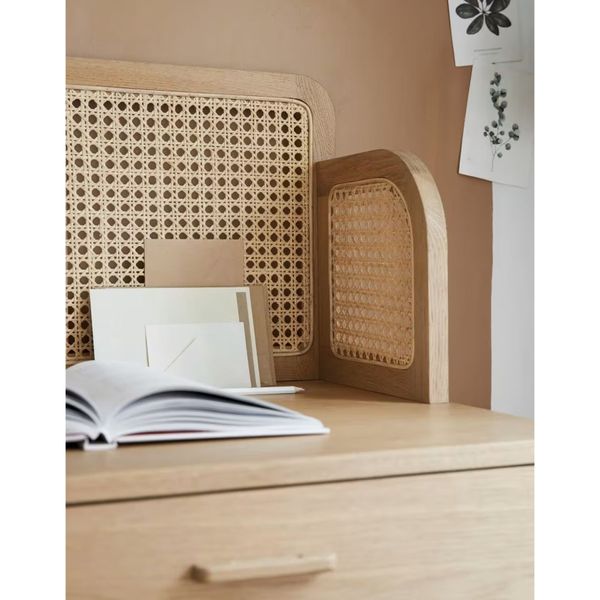 Письмовий стіл із 2 шухлядами та плетеним ротангом Canopy фото