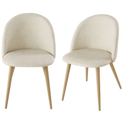 Комплект из 2-х винтажных стульев бежевого цвета с металлическими ножками под дерево Mauricette BUSINESS фото
