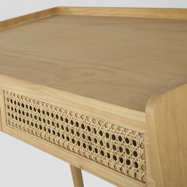Винтажный письменный стол с 2 ящиками из массива сосны и ротанга Suzelle фото