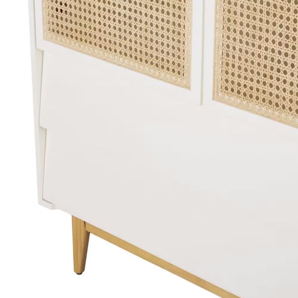 Шафа 2-дверна з ротангом з 2 висувними ящиками білий Suzelle фото