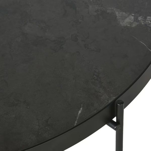 Круглий журнальний столик під чорний мармур з металевою основою Cruzzo фото