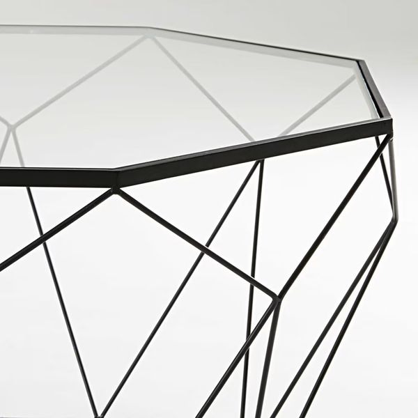 Журнальный столик из закаленного стекла и металла черного цвета Blossom фото