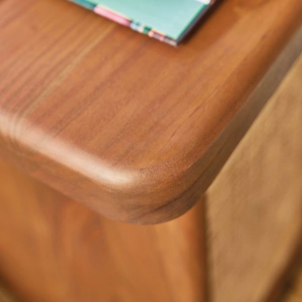 Письмовий стіл з 1 дверцятами кольору горіха та плетеним ротангом Alya фото