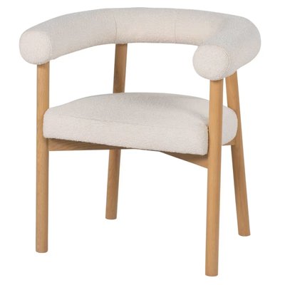 Столове крісло з ясена і тканини з ефектом хвилястої вовни екрю Rafael фото