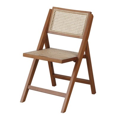 Складаний стілець із бука з плетінням із ротанга коричневий Ayame фото