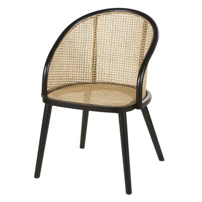 Крісло з бука з ротанговим плетінням чорне Sockette фото